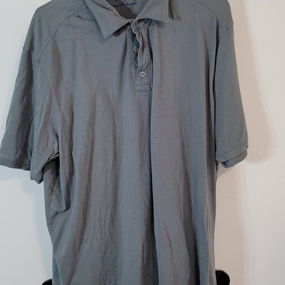 Tommy Bahama Men's XL Grey Short Sleeve Polo Shirt Cotton Pima